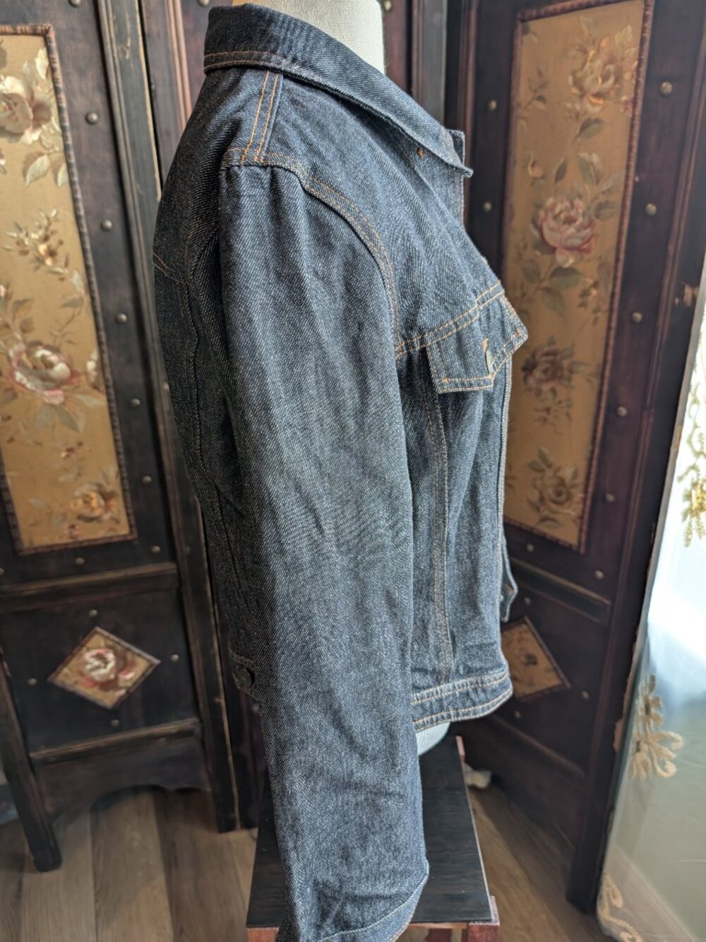 Vintage New Contal Roma Dark Wash Denim Trucker Jean Jacket Made in Italy Sz 46 - Picture 3 of 10